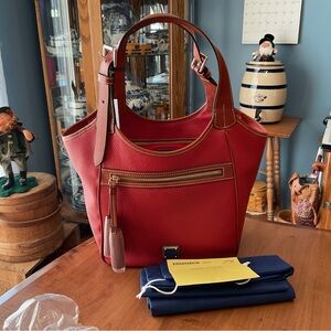Dooney & Bourke Red Pebble Leather Maddie Shoulder Bag Tote NWT